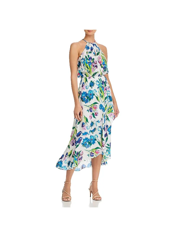 Dottie Womens Silk Blend Floral Halter Dress