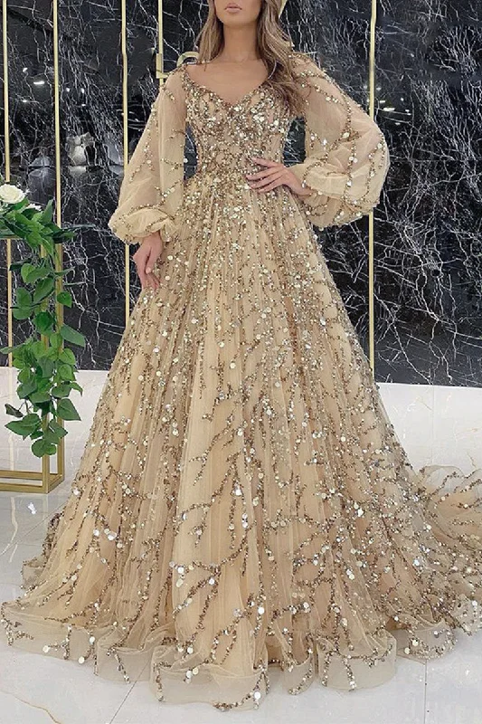 Wjczt  Celebrities Formal Patchwork Beading V Neck Evening Dress Dresses