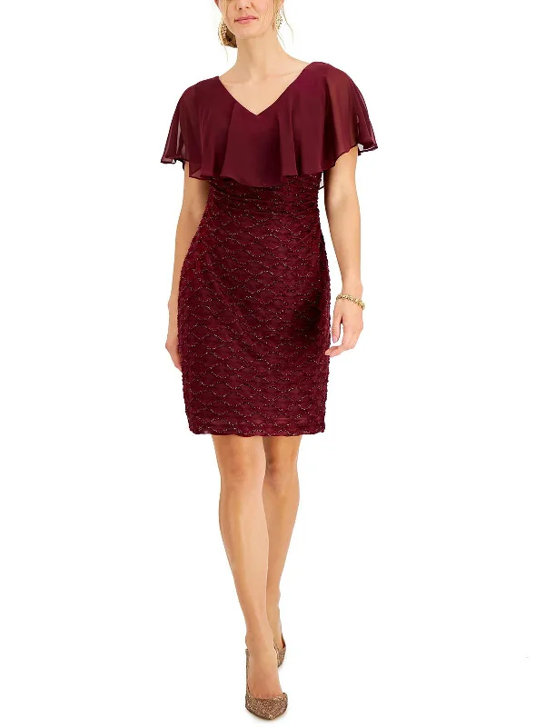 Womens Eyelash Knee-Length Sheath Dress