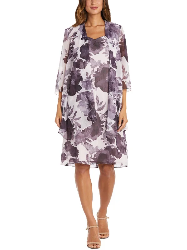 Womens Chiffon Metallic Two Piece Dress