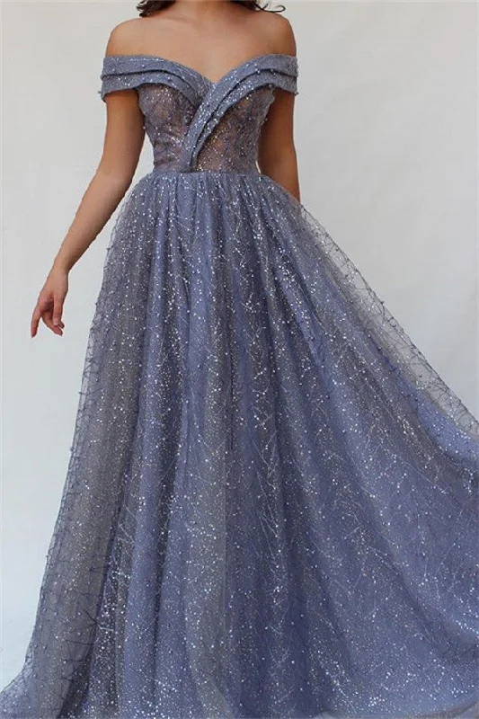 Elegant Off The Shoulder A-Line Tulle Prom Dresses | Sequins Beaded Strapless Evening Gowns bc1605 Elegant Off The Shoulder A-Line Tulle Prom Dresses | Sequins Beaded Strapless Evening Gowns bc1605