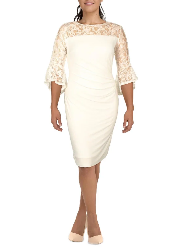 Womens Lace Knee-Length Sheath Dress