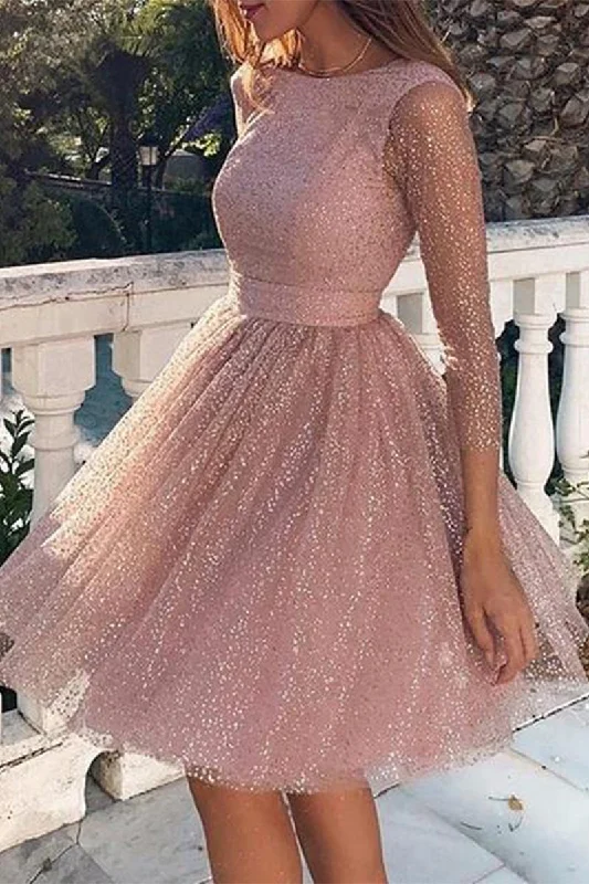 Wjczt  Elegant Solid Lace O Neck A Line Dresses(3 Colors)