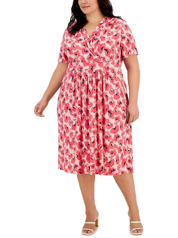 Plus Womens Office Knee-Length Wear To Work Dress