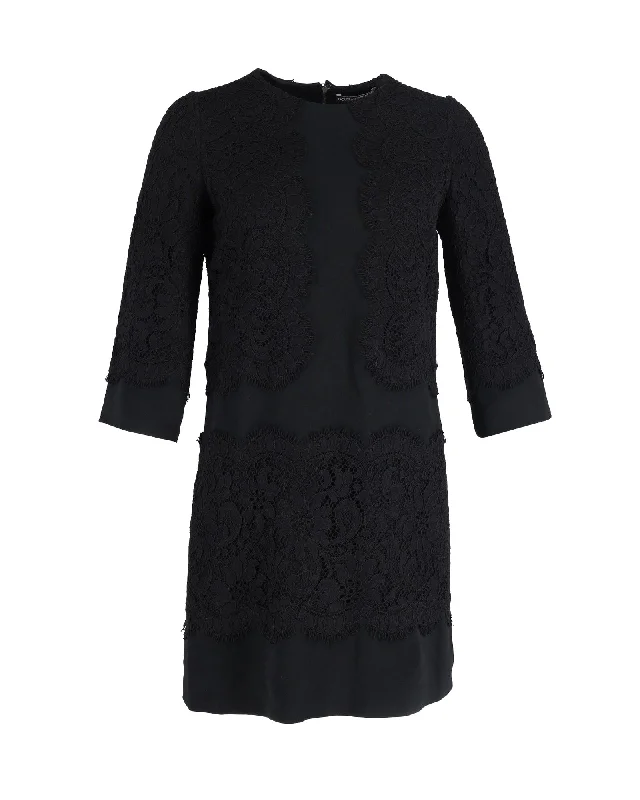 Dolce & Gabbana Lace Dress in Black Cotton