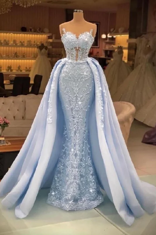 Stunning Glitter Crystals Sequins Mermaid Evening Gown Sleeveless Detachable Sweep Train Sleeveless Prom Dress Stunning Glitter Crystals Sequins Mermaid Evening Gown Sleeveless Detachable Sweep Train Sleeveless Prom Dress