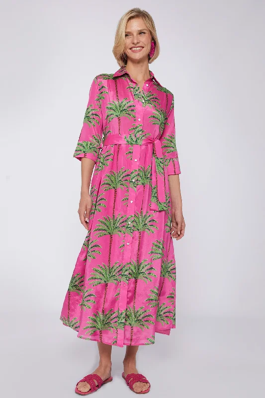 Natalia Dress - Pink Palm Tree