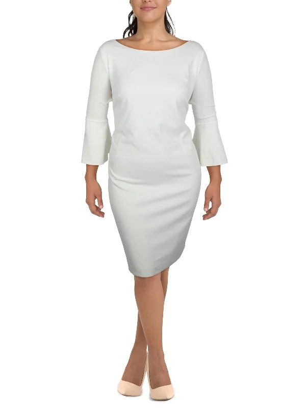 Plus Womens Textured Knee Length Sheath Dress