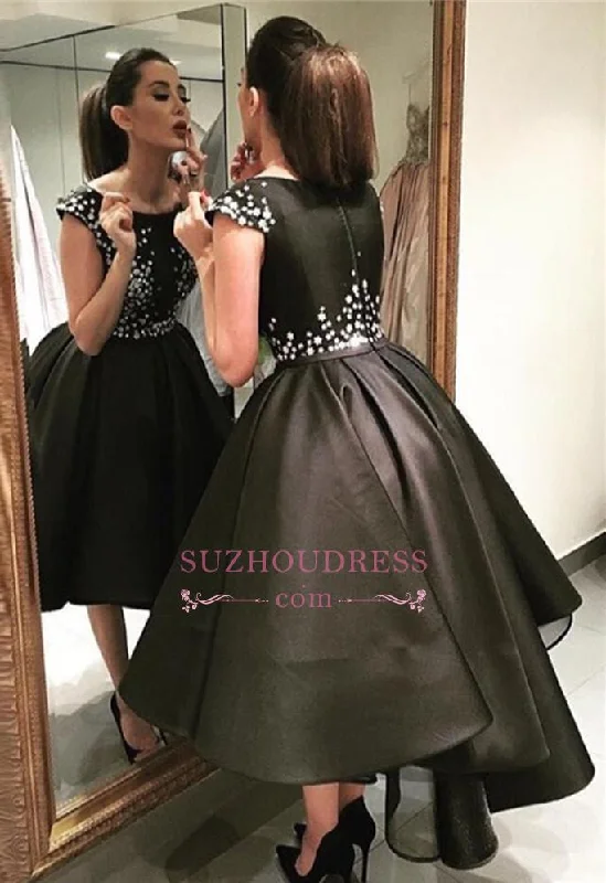 Classic Black Evening Dresses  Silver Sequins Hi-lo  Prom Gowns BA3510