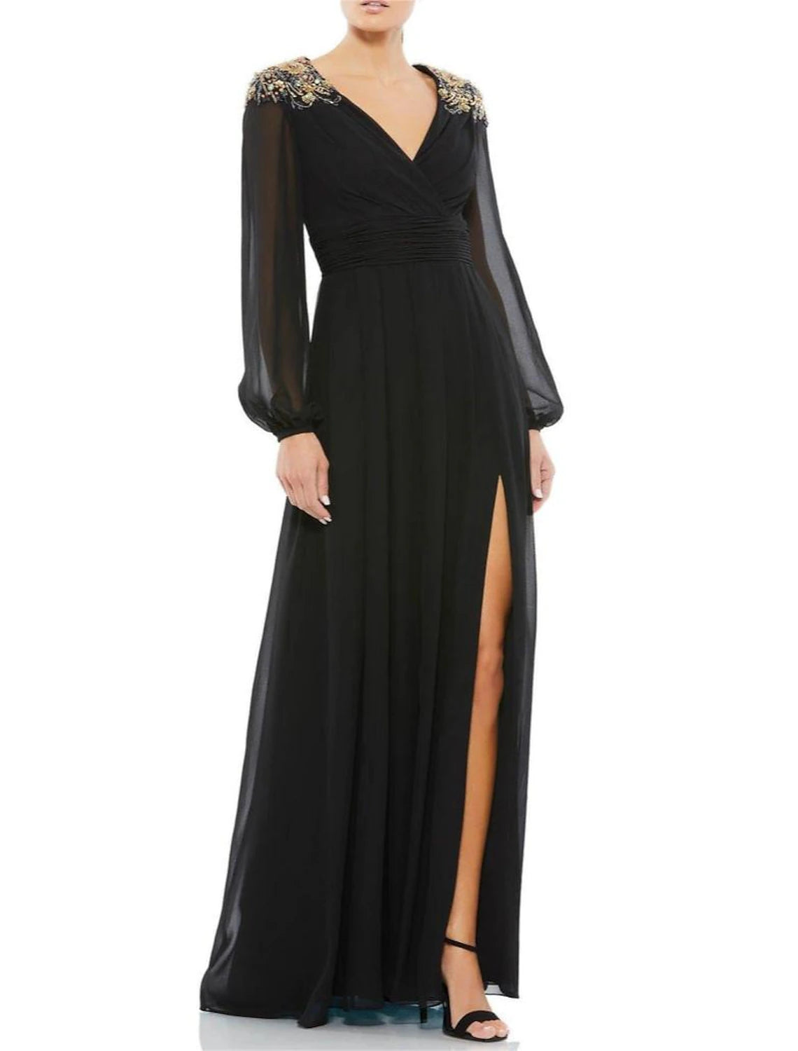 A-Line Mother of the Bride Dress Wedding Guest Vintage Elegant V Neck Knee Length Stretch Chiffon Long Sleeve with Crystals Beading A-Line Mother of the Bride Dress Wedding Guest Vintage Elegant V Neck Knee Length Stretch Chiffon Long Sleeve with Crystals Beading
