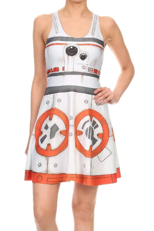 Orange Robot Skater Dress