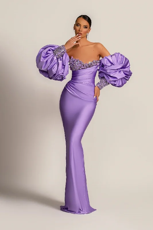 New Arrival Lilac Detachable Sleeves Evening Prom Dresses Mermaid Sweetheart With Sequins New Arrival Lilac Detachable Sleeves Evening Prom Dresses Mermaid Sweetheart With Sequins