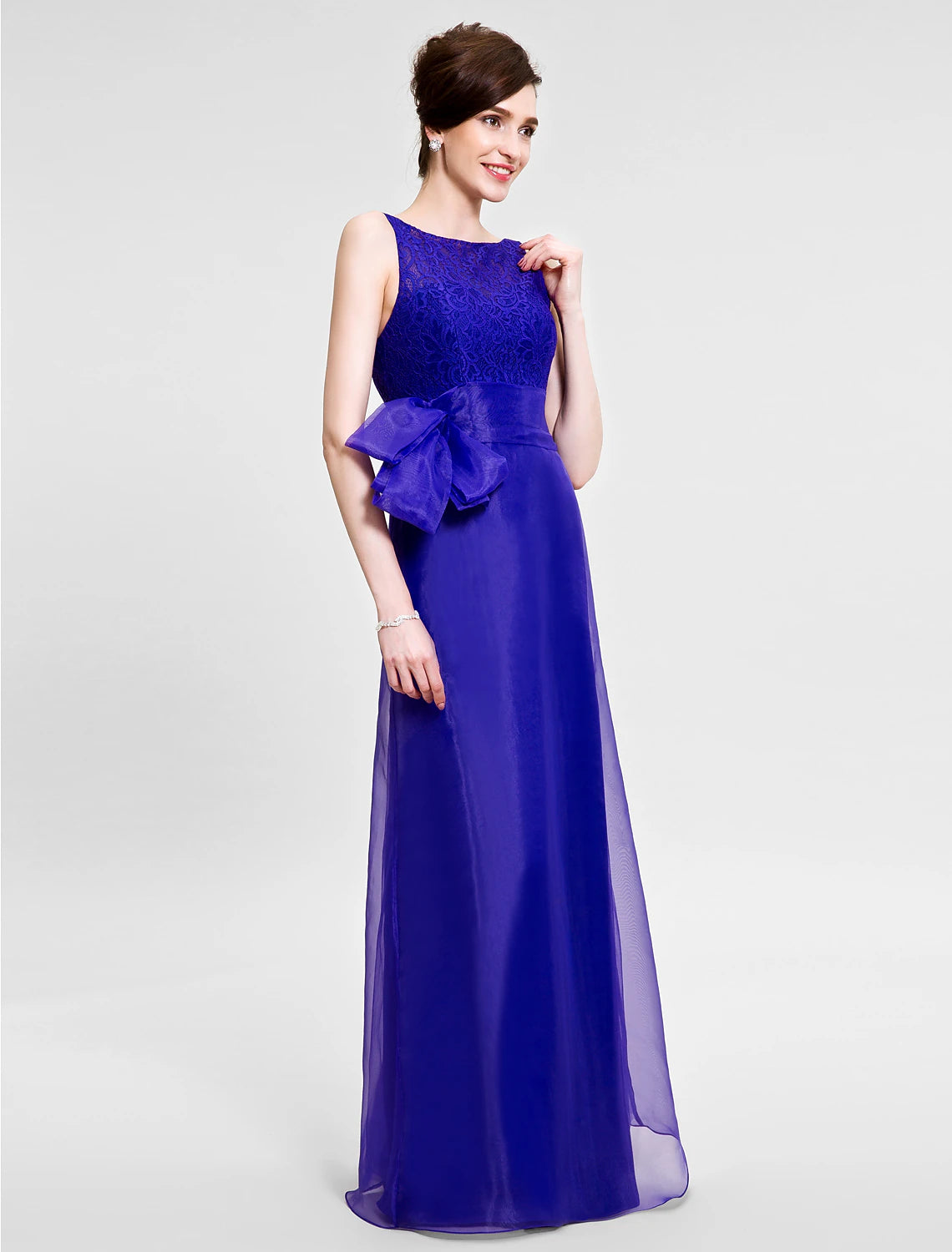 Mermaid / Trumpet Mother of the Bride Dress Beautiful Back Bateau Neck Floor Length Organza Sleeveless No with Lace Mermaid / Trumpet Mother of the Bride Dress Beautiful Back Bateau Neck Floor Length Organza Sleeveless No with Lace