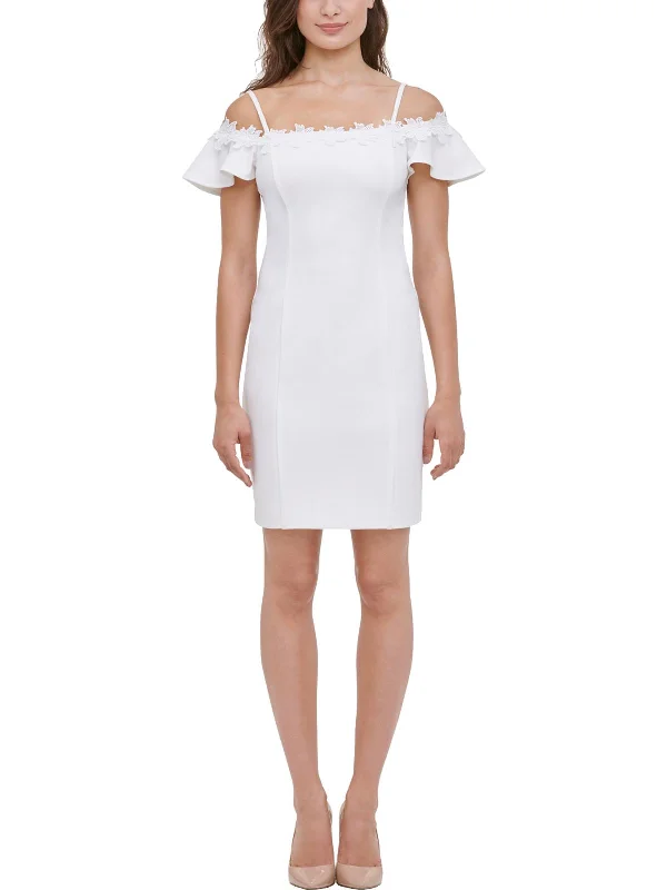Womens Crepe Cold Shoulder Cocktail Dress
