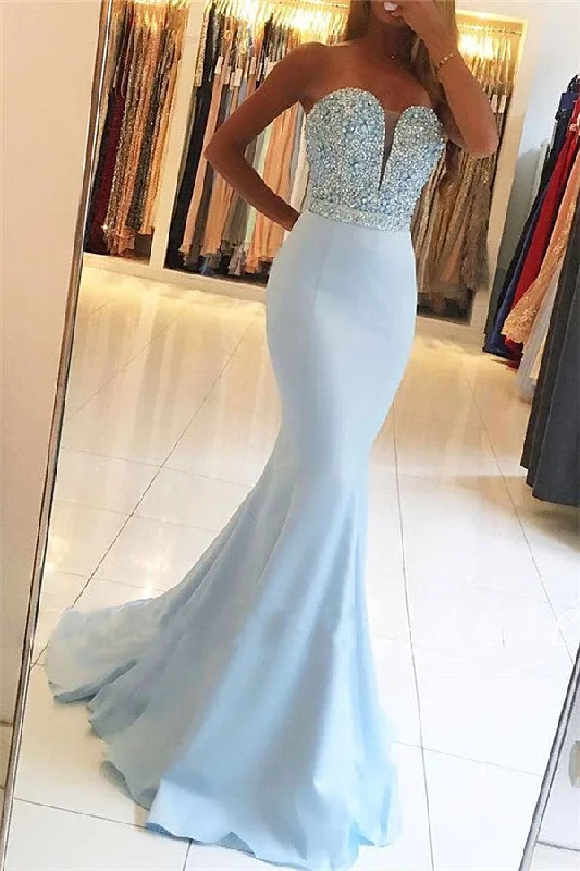 Baby Blue Mermaid Open Back Prom Dresses Sexy Beads Sequins Formal Evening Dresses BA7755 Baby Blue Mermaid Open Back Prom Dresses Sexy Beads Sequins Formal Evening Dresses BA7755