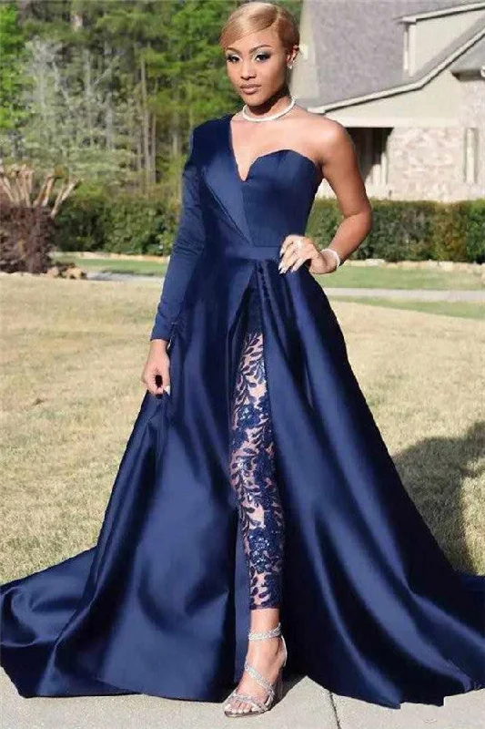 One Shoulder Sparkling Lace Sequins Prom Dress | Front Split Glamorous Evening Dresses One Shoulder Sparkling Lace Sequins Prom Dress | Front Split Glamorous Evening Dresses