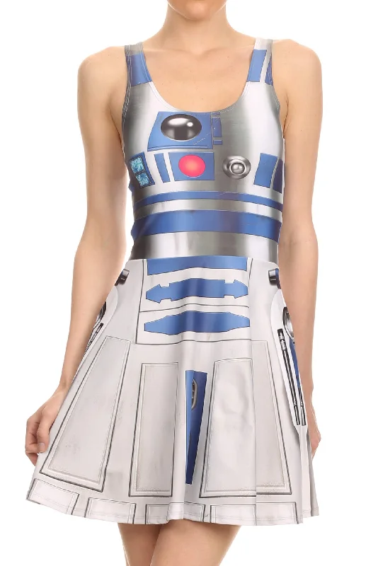 Blue Robot Skater Dress