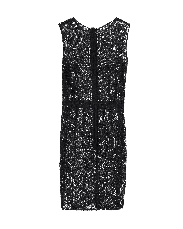 Dolce & Gabbana Sleeveless Lace Dress in Black Polyester