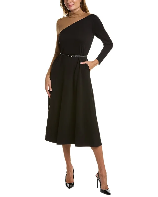 Anne Klein Colorblock Midi Dress Trendy Midi Dress with Belt