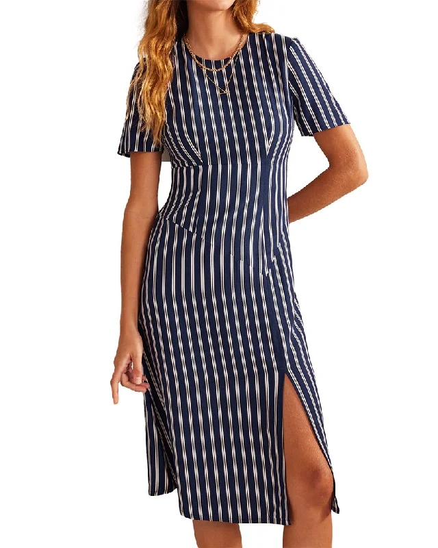 Boden Striped Asymmetric Midi Dress Elegant Satin Midi Dress