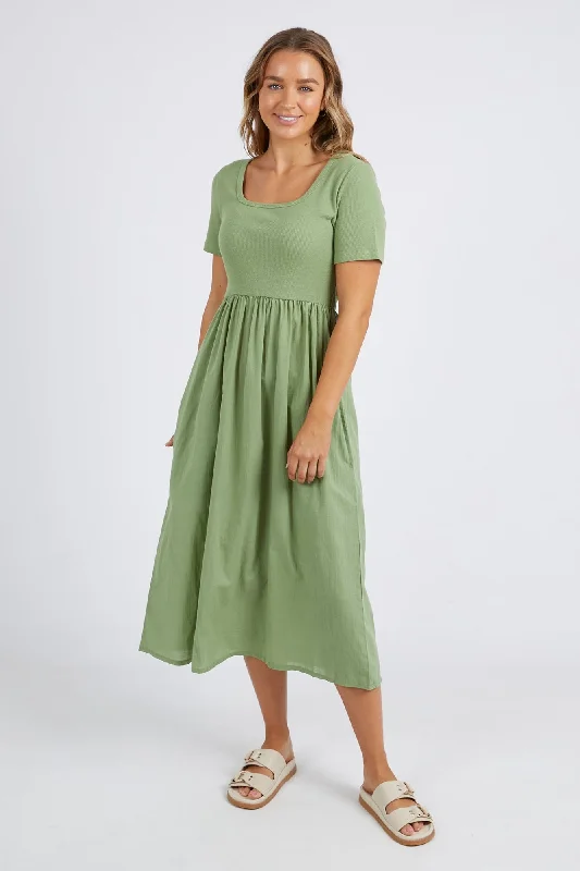 Ella Moss Green SS Midi Dress Elegant Sleeveless Midi Dress