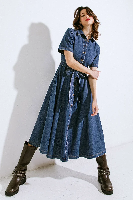 DAY IN THE LIFE DENIM MIDI DRESS Cozy Tie-Dye Midi Dress