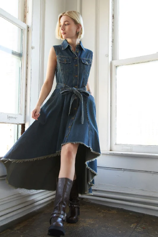 ROMANTIC ANGEL DENIM MIDI DRESS Trendy Knit Midi Dress