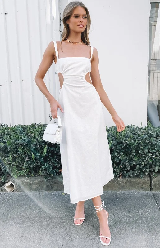 Penelope Midi Dress White Stylish Vintage Midi Dress