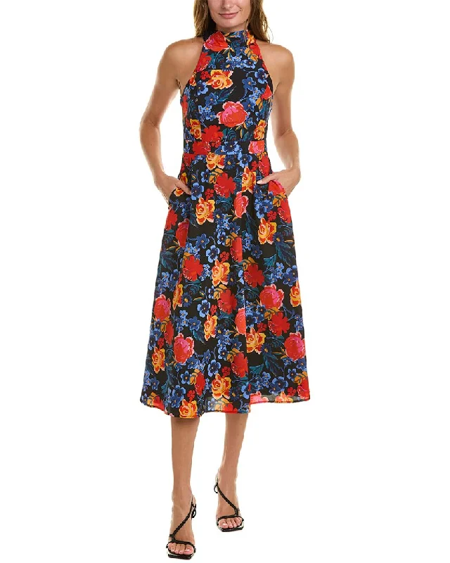 Tahari ASL Halter Midi Dress Trendy Floral Wrap Midi Dress