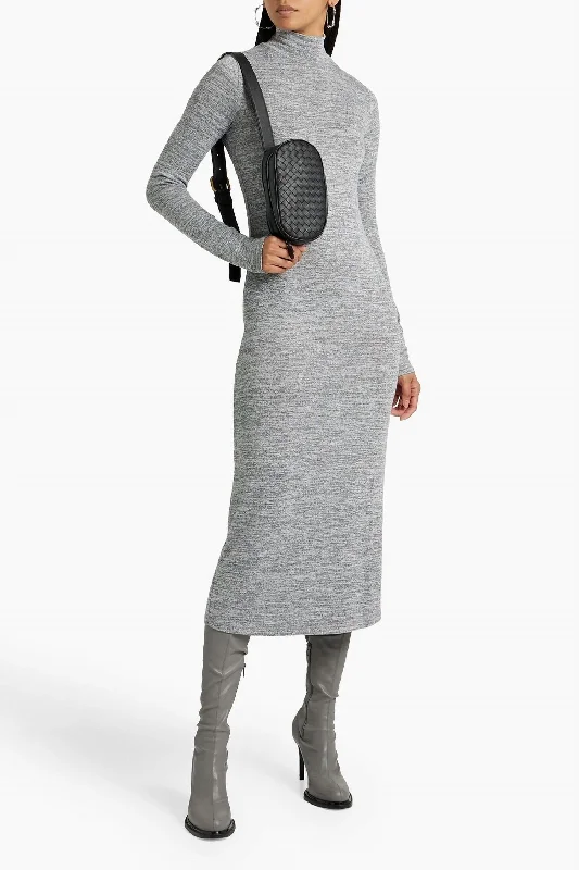 The Knit Tneck Midi Dress In Heather Grey Elegant Satin Midi Dress