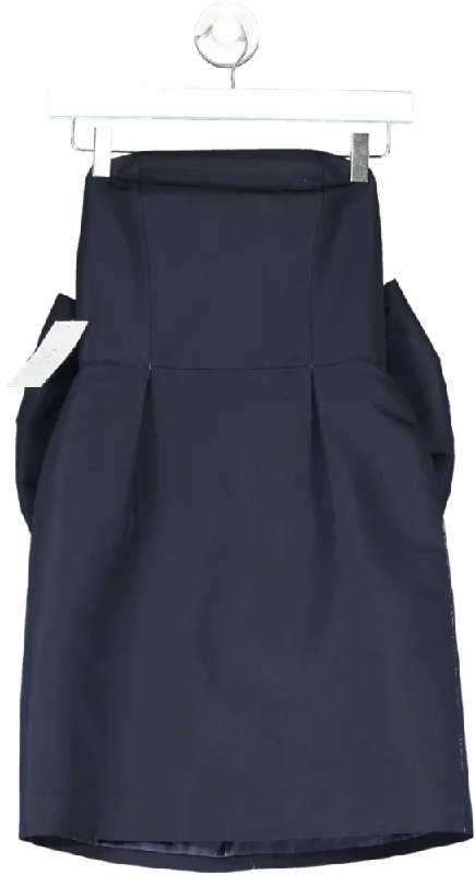 ALEXIA MARÍA Blue Strapless Bow Back Silk Faille Mini Dress UK 4 Stylish Ruffle Mini Dress ALEXIA MARÍA Blue Strapless Bow Back Silk Faille Mini Dress UK 4 Stylish Ruffle Mini Dress