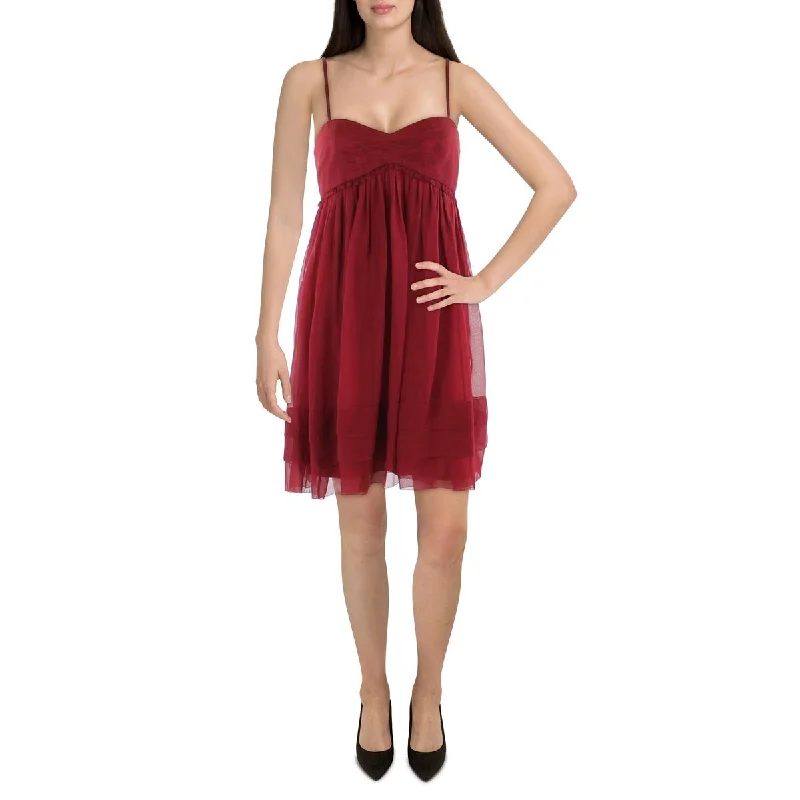 Amanda Uprichard Womens Chiffon Tiered Mini Dress Trendy Cut-Out Mini Dress