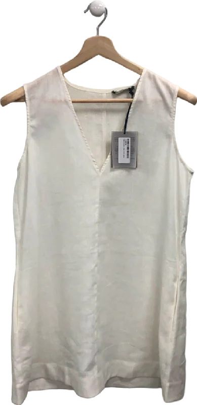 ASCENO Derya Mini Dress White Organic Linen UK XS Stylish Spaghetti Strap Mini Dress ASCENO Derya Mini Dress White Organic Linen UK XS Stylish Spaghetti Strap Mini Dress
