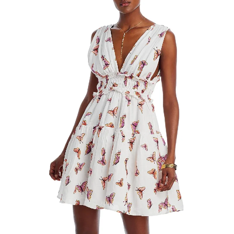 Banjanan Womens Victoria Printed Linen Mini Dress Fashionable Mini Dress with Frills Banjanan Womens Victoria Printed Linen Mini Dress Fashionable Mini Dress with Frills