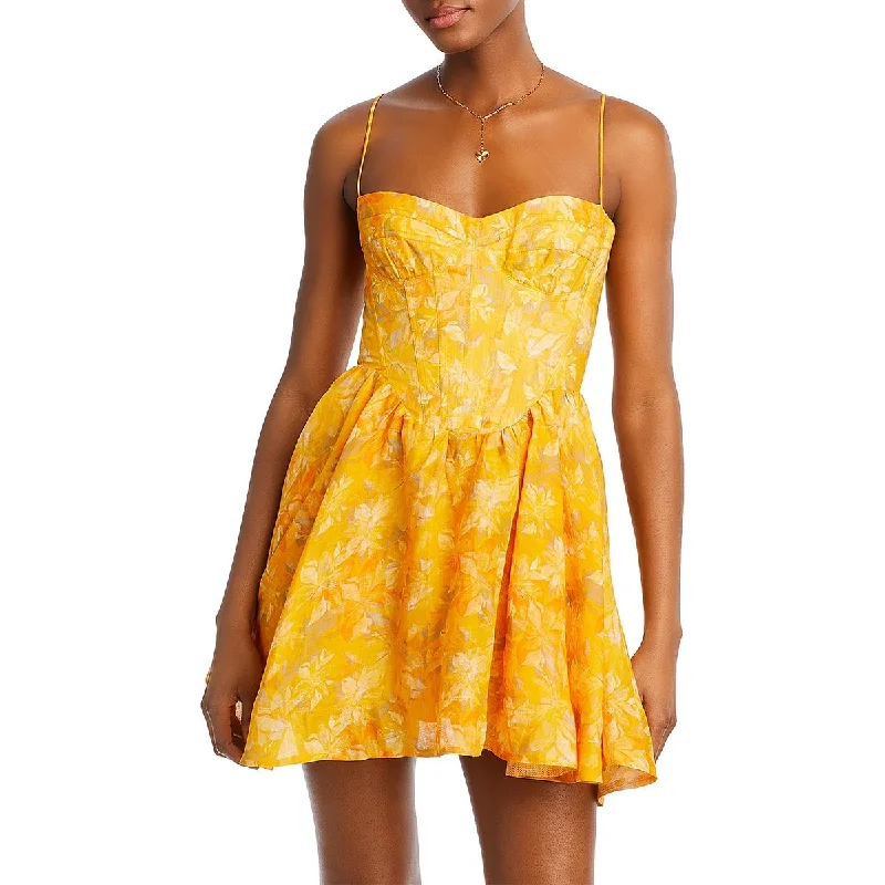 Bardot Womens Elsie Ramie Short Mini Dress Stylish Spaghetti Strap Mini Dress