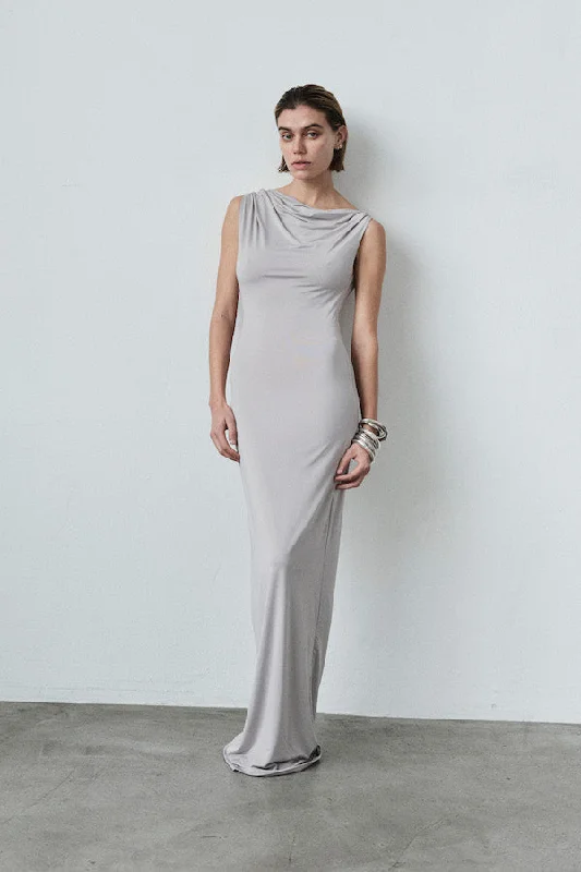 Haven Maxi Dress Grey Comfortable Fit-and-Flare Maxi Dress