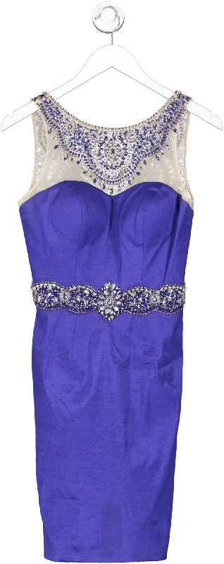 Blue Jewel Embellished Mini Dress UK 8 Stylish Button-Down Mini Dress
