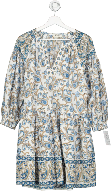 BOTEH White Kiki Nazar Smock Mini Dress UK XS Trendy Crossover Mini Dress