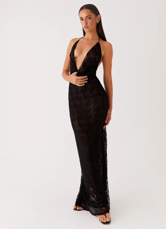 Champagne Coastline Maxi Dress - Black Comfortable Bohemian Maxi Dress