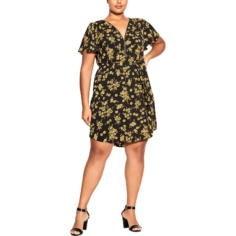 City Chic Womens Plus Daytime Short Mini Dress Fashionable Summer Mini Dress