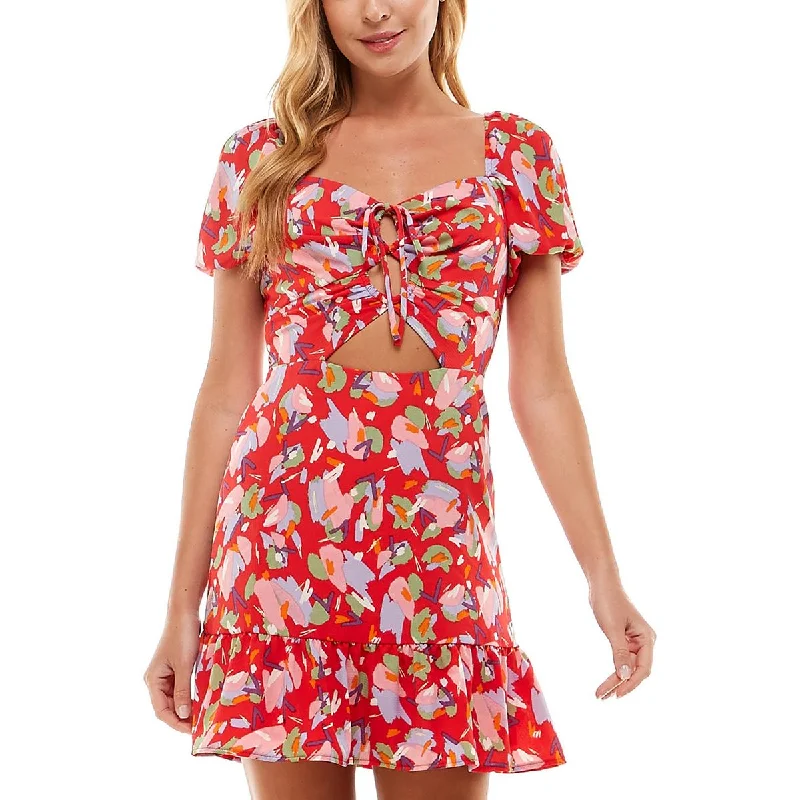 City Studios Womens Juniors Daytime Short Mini Dress Elegant Vintage Mini Dress