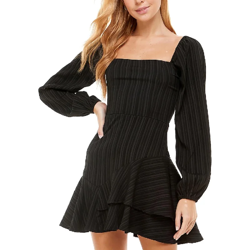 City Studios Womens Juniors Asymmetrical Tiered Mini Dress Cozy Cotton Mini Dress
