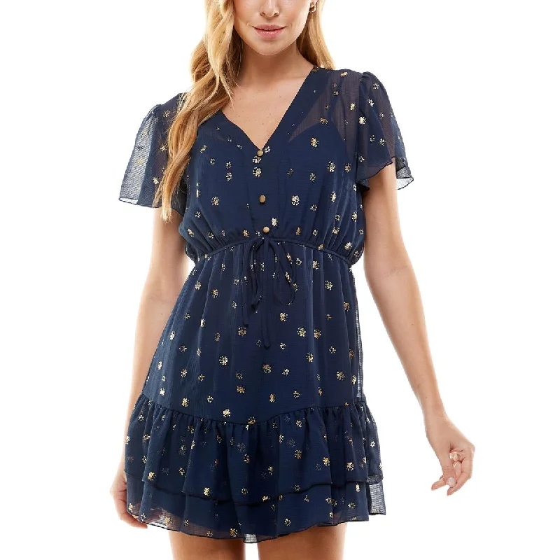 City Studios Womens Juniors Chiffon Mini Dress Cozy Jersey Mini Dress