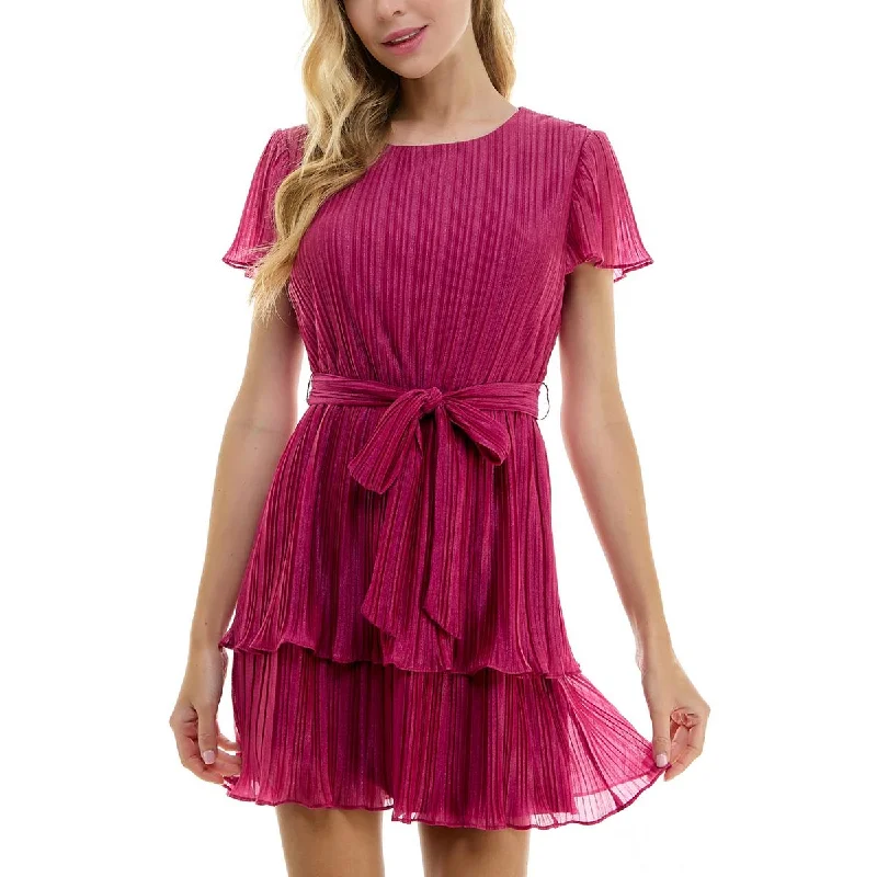 City Studios Womens Juniors Metallic Mini Dress Comfortable Casual Mini Dress