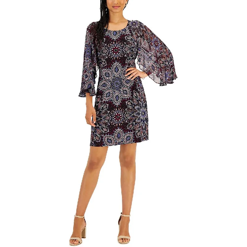 Connected Apparel Womens Printed Short Mini Dress Classic Casual Mini Dress