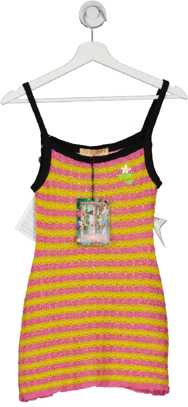 cormio Multicoloured Vanessa Embroidered Linen-blend Mini Dress Pink And Yellow UK XS Cozy Knit Mini Dress