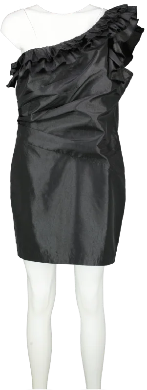 De La Vali Black Fiama Asymmetric Mini Dress UK 14 Comfortable Wrap Mini Dress