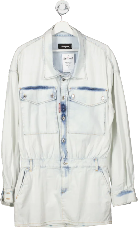 DSQUARED2 Blue Denim Mini Dress UK 8 Stylish Ribbed Mini Dress