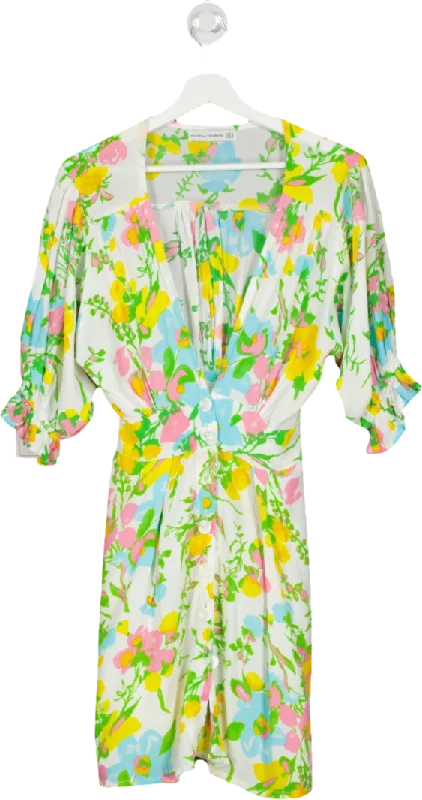 Faithful The Brand White Mini Dress In Floral UK 8 Elegant Mini Dress with Ruffles