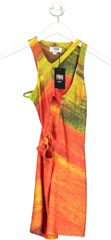 Farai London Multicoloured Kekeo Abstract Print Mini Dress UK XS Comfortable Off-Shoulder Mini Dress Farai London Multicoloured Kekeo Abstract Print Mini Dress UK XS Comfortable Off-Shoulder Mini Dress